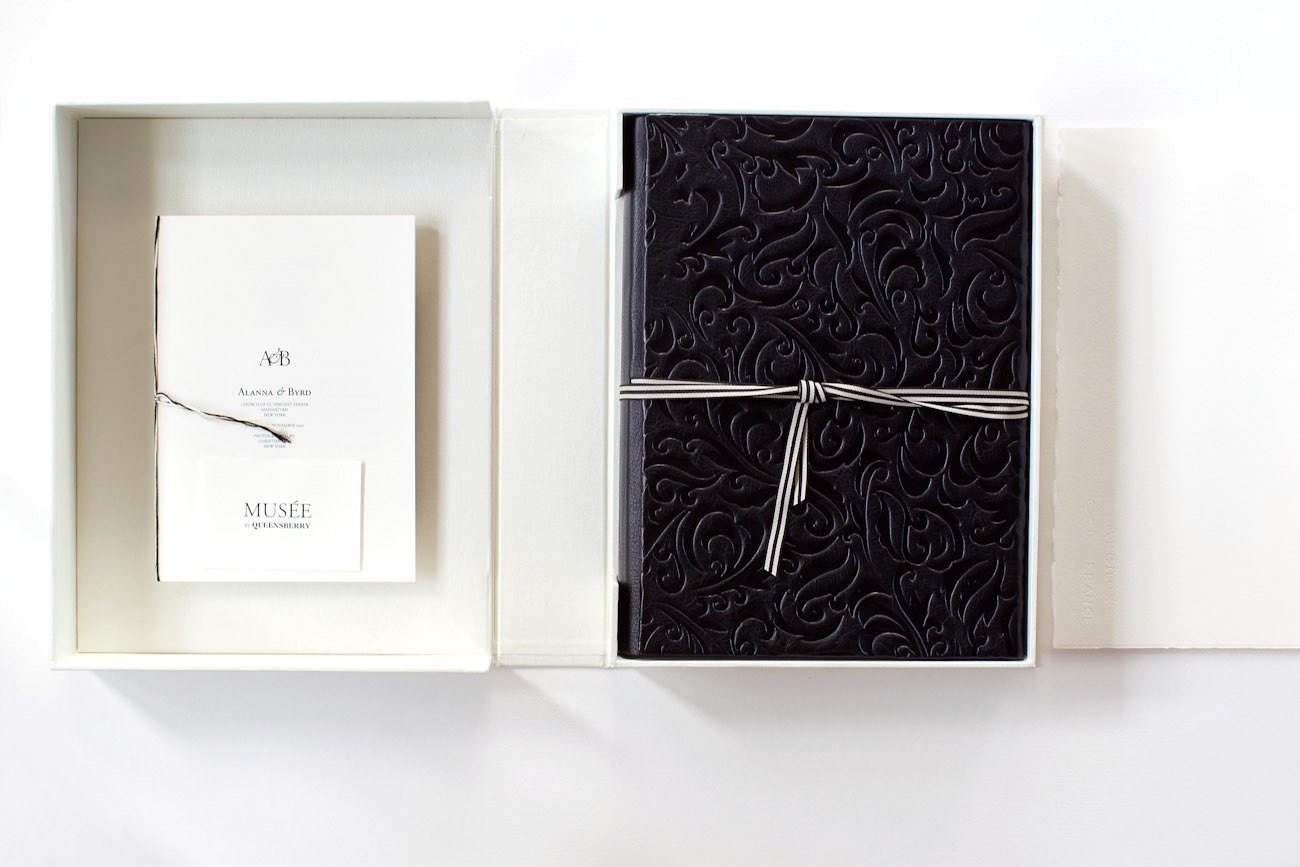 Queensberry leather album in its designer presentation box