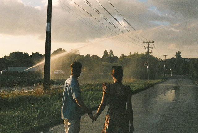 35mm film photograph at golden hour