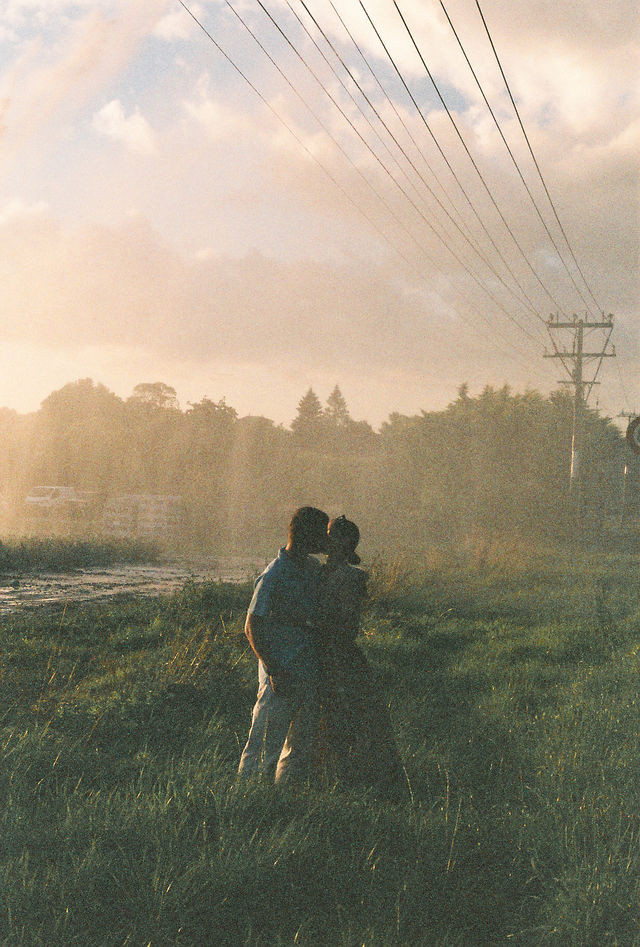35mm film photograph at golden hour