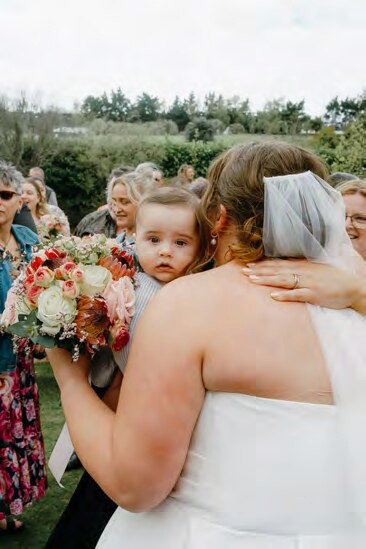 Emotional hug at the wedding