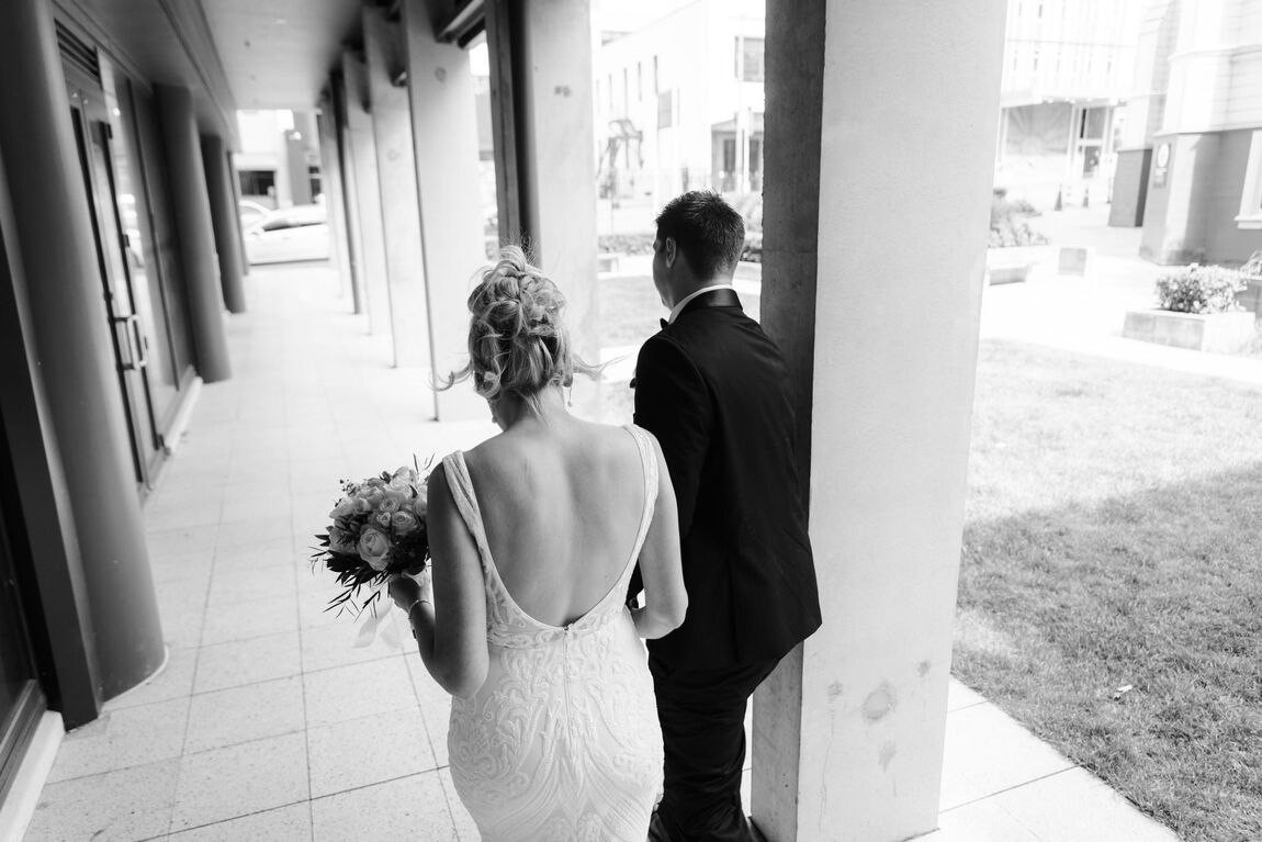 Bride outside a church
